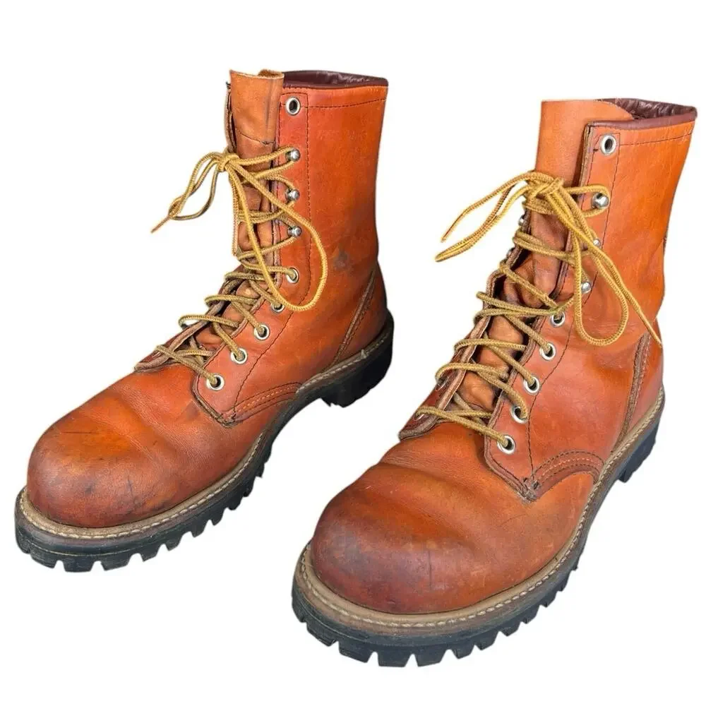 Vintage 80’s Red Wing Irish Setter Men’s Brown Leather Logger Boot Size 8.5 C